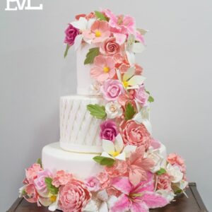 Fake Wedding Cake with Flowers